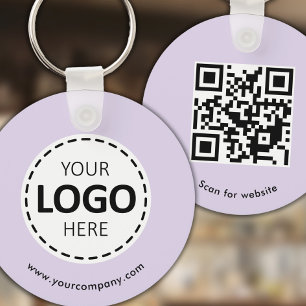 Porte-clés Logo personnalisé, code QR et texte, Lavender Purp