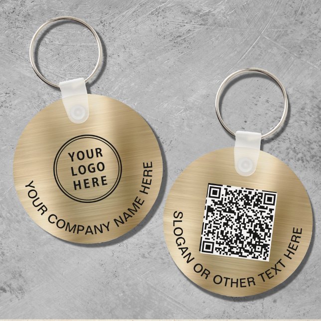 Porte-clés Logo personnalisé QR Code promotionnel Gold (Créateur téléchargé)