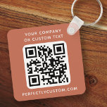 Porte-clés Logo personnalisé QR code texte double face terre<br><div class="desc">Porte - clé double face avec votre logo personnalisé,  code QR et texte personnalisé sur un arrière - plan en terre cuite ou en couleur personnalisée. Modifiez les polices et les couleurs de police,  déplacez et redimensionnez les éléments à l'aide de l'outil de conception.</div>