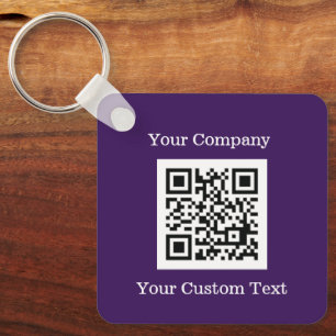 Porte-clés Logo personnalisé QR Code Texte Purple Company
