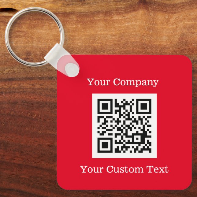 Porte-clés Logo personnalisé QR Code Texte Red Company (Recto)