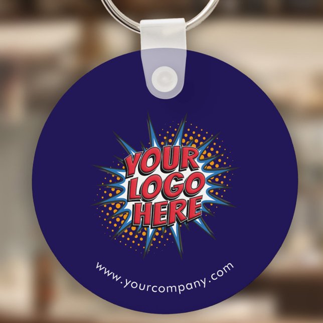 Porte-clés Logo personnalisé, Texte personnalisé, Bleu (Créateur téléchargé)