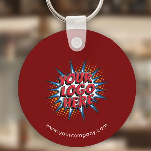 Porte-clés Logo personnalisé, Texte personnalisé, Rouge