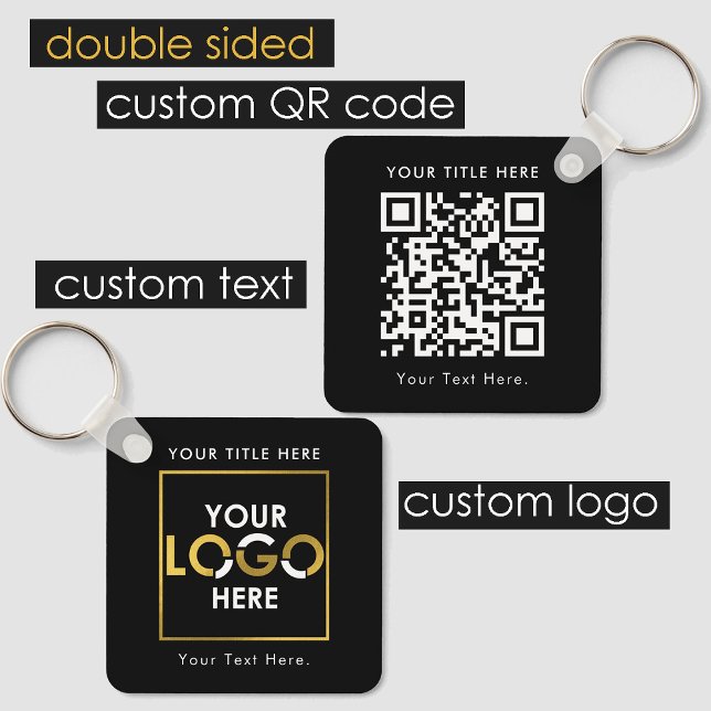 Porte-clés Logo professionnel personnalisé QR Code et texte d (Custom Business Logo QR Code & Text Double Sided Keychain)