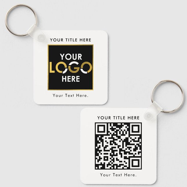 Porte-clés Logo professionnel personnalisé QR Code et texte d (Custom Business Logo QR Code & Text Double Sided Keychain)