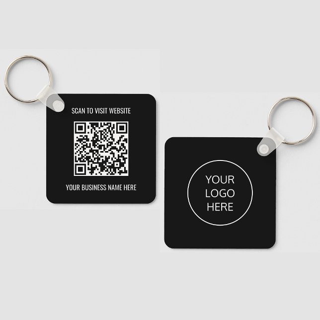 Porte-clés Logo QR Code promotionnel Porte - clé noir (Créateur téléchargé)