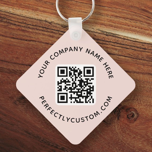 Porte-clés Logo, QR code text double sided light blush pink (Créateur téléchargé)