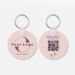 Porte-clés Logo recto verso et code QR Blush Pink Entreprise<br><div class="desc">Porte - clés Logo personnalisés légers et imperméables avec un design simple et minimal. Ajoutez votre URL pour créer du code QR,  un logo et du texte.</div>