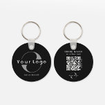 Porte-clés Logo recto verso et code QR sur Black Company Busi<br><div class="desc">Porte - clés Logo personnalisés légers et imperméables avec un design simple et minimal. Ajoutez votre URL pour créer du code QR,  un logo et du texte. - disponible en plusieurs couleurs pour convenir à votre identité de marque,  vous pouvez le trouver ici : https://www.zazzle.com/collections/business_double_sided_keychains-119019686064790535</div>