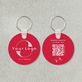 Porte-clés Logo recto verso et code QR sur Cherry red Busines