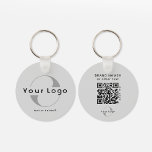 Porte-clés Logo recto verso et code QR sur Silver Company Bus<br><div class="desc">Porte - clés Logo personnalisés légers et imperméables avec un design simple et minimal. Ajoutez votre URL pour créer du code QR,  un logo et du texte.</div>