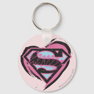 Porte-clés Logo rose de Supergirl au coeur