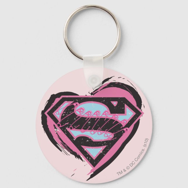 Porte-clés Logo rose Supergirl dans le coeur (Recto)