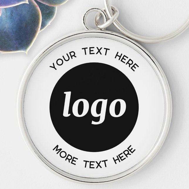 Porte-clés Logo Simple Avec Entreprise Texte (Logo and custom text business promotional keychain keyring)