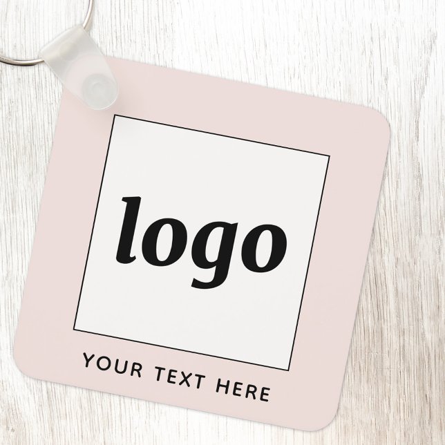 Porte-clés Logo Simple Avec Texte Business Blush Pink (Simple logo with custom text business branding promotional blush pink keychain)