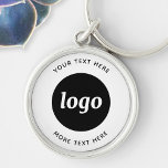Porte-clés Logo Simple Avec Texte Commercial<br><div class="desc">Ajoutez votre propre logo et le texte de votre choix à ce design. Supprimez le texte supérieur ou inférieur si vous préférez. Minimaliste et professionnel. Idéal pour la marque employé,  ou comme produit promotionnel pour vos clients et clients.</div>