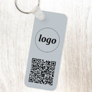 Porte-clés Logo simple Code QR Business Blue