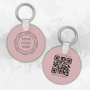 Porte-clés Logo simple Code QR Marque commerciale rose
