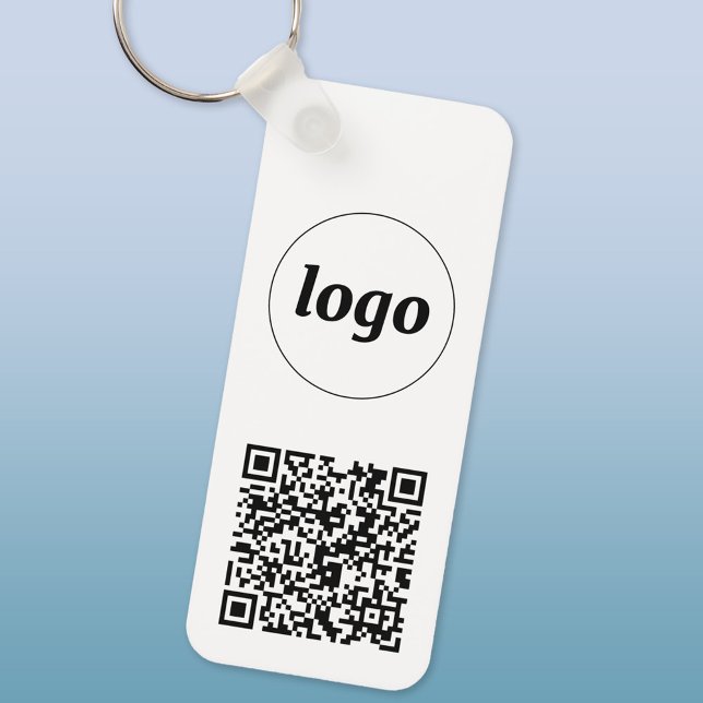 Porte-clés Logo simple QR Code Entreprise (Logo with QR code business promotional keychain keyring)