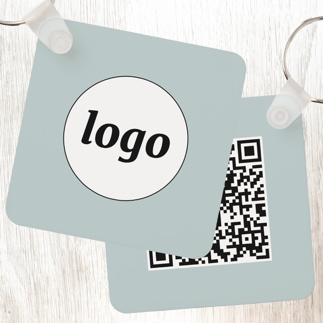 Porte-clés Logo simple QR Code Entreprise (Simple logo with QR code promotional business branding key chain)