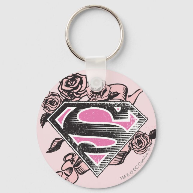 Porte-clés Logo Supergirl avec Rose (Recto)