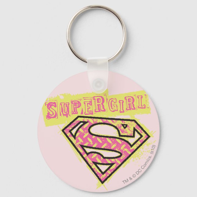 Porte-clés Logo Supergirl Grunge Rose (Recto)