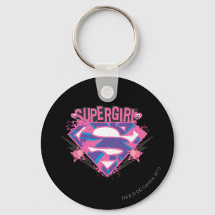 Porte-clés Logo Supergirl rose et violet Grunge