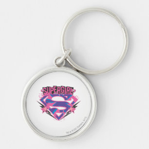 Porte-clés Logo Supergirl rose et violet Grunge