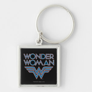 Porte-clés Logo Wonder Woman bleu et rouge Retro