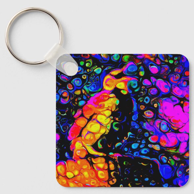 Porte-clés L'Oiseau Solitaire 4 : Style Art Liquide (Recto)