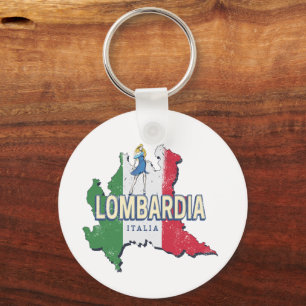 Porte-clés Lombardie Italie Région Rétro Carte Souvenir Vinta