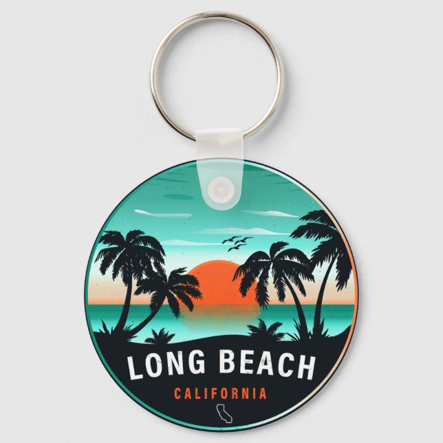 Porte-clés Long Beach California Retro Sunset Souvenirs 80s (Recto)