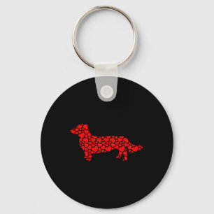 Porte-clés Long Haired Dachshund Chien mignon Silhouette Coeu