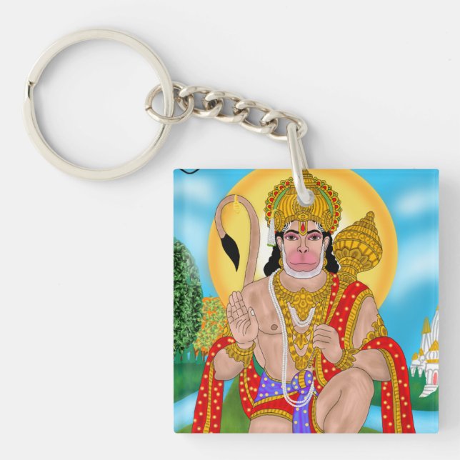 Porte-clés Lord Hanuman – Chaîne à clés spirituell (Devant)
