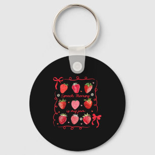 Porte-clés L'orthophonie est ma passion Arc en ruban strawber