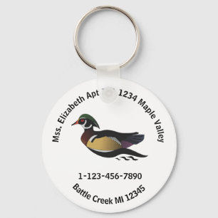 Porte-clés Lost Wood Duck Home Contact Information Keychain