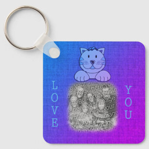 Porte-clés Lote You Cute Blue Chat Your Photo