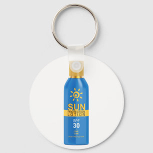 Porte-clés Lotion de protection solaire sur le blanc