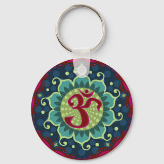 Porte-clés Lotus Aum - OM - Porte - clé cadeau rouge, bleu et