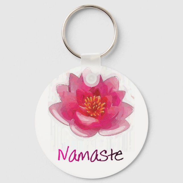 Porte-clés Lotus Fleur "Namaste" Cadeaux de Yoga (Recto)