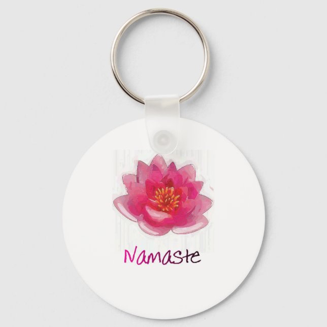 Porte-clés Lotus Fleur "Namaste" Cadeaux de Yoga (Recto)