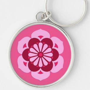 Porte-clés Lotus Flower Mandala, Fuchsia Pink et Bourgogne