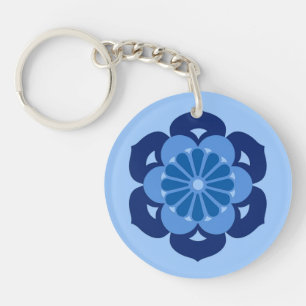 Porte-clés Lotus Flower Mandala, Indigo et bleu clair