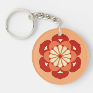 Porte-clés Lotus Flower Mandala, Pastel Orange et Mandarin
