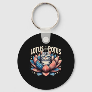 Porte-clés Lotus For Potus Us Amoureux de les chats Du Drapea