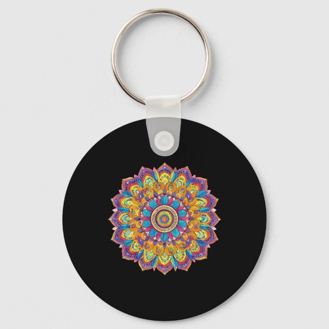 Porte-clés Lotus Mandala Boho Yoga Méditation  (Recto)