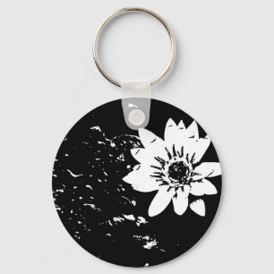 Porte-clés Lotus noir et blanc