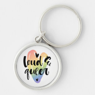 Porte-clés Loud et Queer Coeur aquarelle