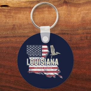 Porte-clés Louisiane avec conception vintage de pélican USA