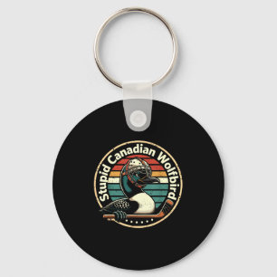 Porte-clés Loup canadien oiseau stupide vintage crochet chauf